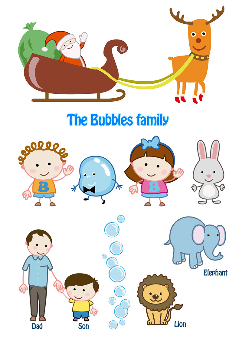 Bubbles Family | Dibujante libros educativos infantiles
