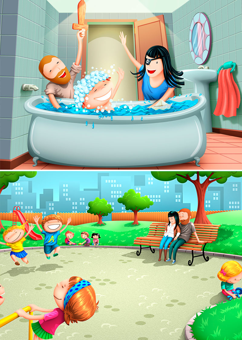 Bubbles Family | Dibujante libros educativos infantiles