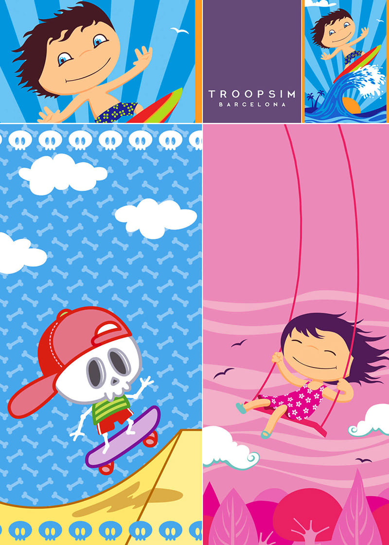 Ilustraciones diseño textil para Troopsim